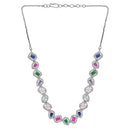 Etnico Silver Plated Cubic Zirconia American Diamond Necklace & Earrings Jewellery Set for Women