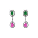 Etnico Silver Plated Cubic Zirconia American Diamond Necklace & Earrings Jewellery Set for Women