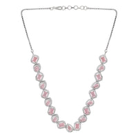 Etnico Silver Plated Cubic Zirconia American Diamond Necklace & Earrings Jewellery Set for Women