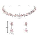 Etnico Silver Plated Cubic Zirconia American Diamond Necklace & Earrings Jewellery Set for Women
