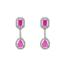 Etnico Silver Plated Cubic Zirconia American Diamond Necklace & Earrings Jewellery Set for Women