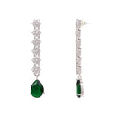 Etnico Silver Plated Cubic Zirconia American Diamond Necklace & Earrings Jewellery Set for Women