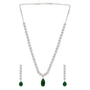 Etnico Silver Plated Cubic Zirconia American Diamond Necklace & Earrings Jewellery Set for Women