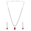 Etnico Silver Plated Cubic Zirconia American Diamond Necklace & Earrings Jewellery Set for Women