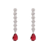 Etnico Silver Plated Cubic Zirconia American Diamond Necklace & Earrings Jewellery Set for Women