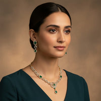 Etnico Gold Plated Traditional Designer Necklace Set with Earrings