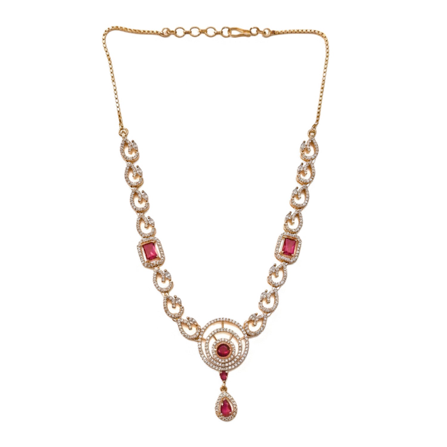 Etnico Gold Plated Traditional Designer Necklace Set with Earrings