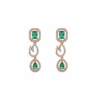 Etnico Gold Plated American Diamond Cubic Zirconia Necklace Set with Earrings