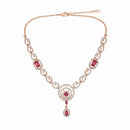 Etnico Gold Plated American Diamond Cubic Zirconia Necklace Set with Earrings