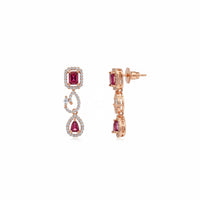 Etnico Gold Plated American Diamond Cubic Zirconia Necklace Set with Earrings