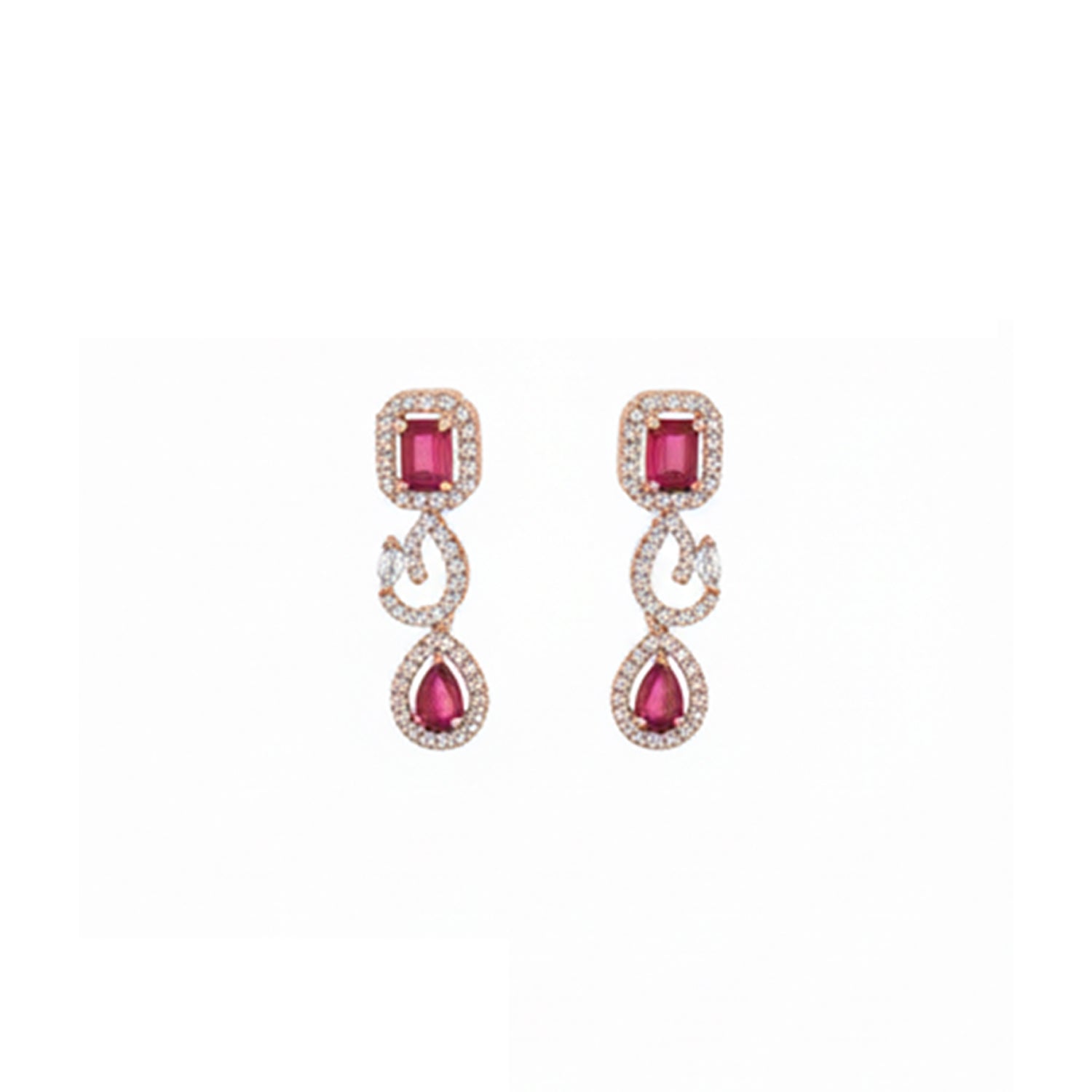 Etnico Gold Plated American Diamond Cubic Zirconia Necklace Set with Earrings