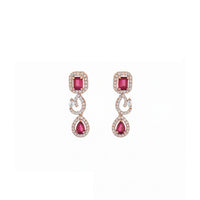 Etnico Gold Plated American Diamond Cubic Zirconia Necklace Set with Earrings