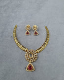 LAFZ Ethereal Mint Gold-Plated AD Necklace Set