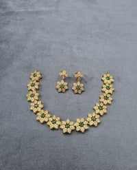 LAFZ Sparkling Clear Stone Floral Link Necklace & Earrings