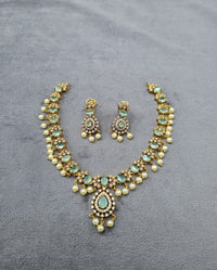 LAFZ Royal Emerald Gold-Plated AD Necklace Set