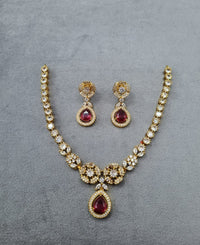LAFZ Teardrop Pendant Necklace & Matching Drop Earrings