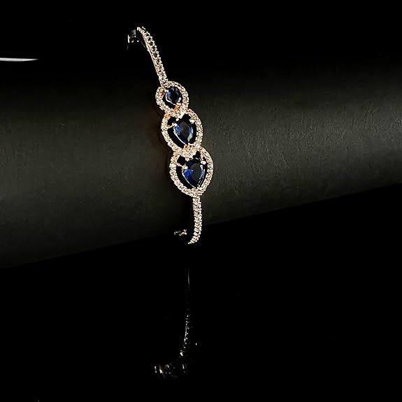 Etnico Stylish Rose Gold PlatedCubic Zirconia American Diamond Adjustable Bracelet For Women