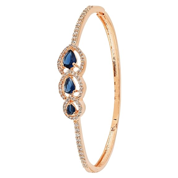Etnico Stylish Rose Gold PlatedCubic Zirconia American Diamond Adjustable Bracelet For Women
