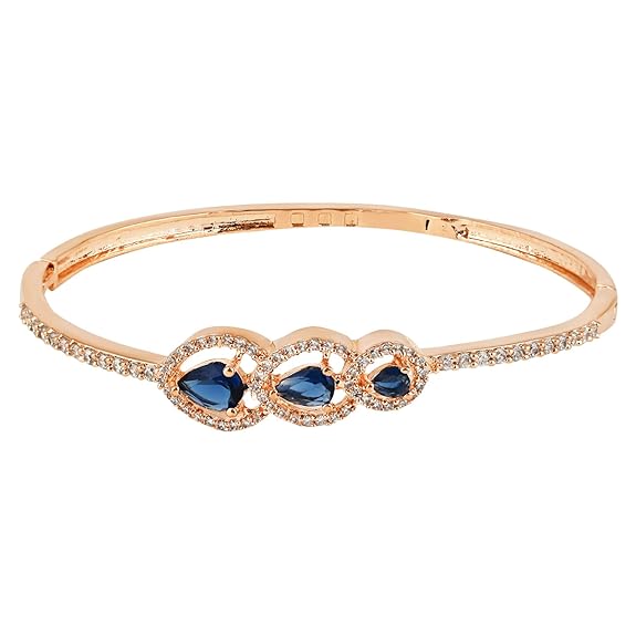 Etnico Stylish Rose Gold PlatedCubic Zirconia American Diamond Adjustable Bracelet For Women