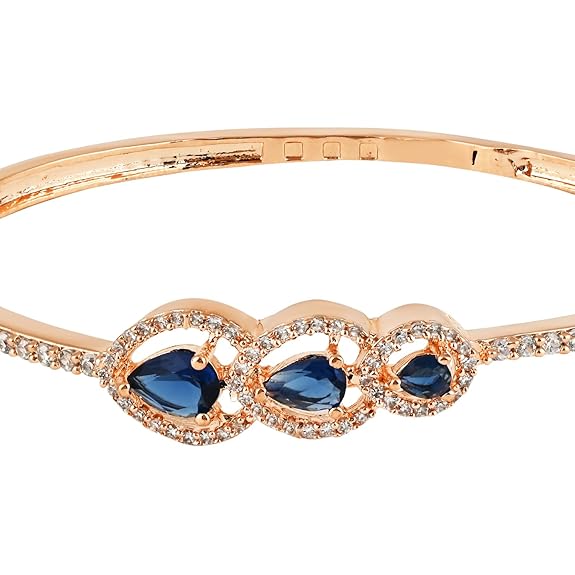 Etnico Stylish Rose Gold PlatedCubic Zirconia American Diamond Adjustable Bracelet For Women