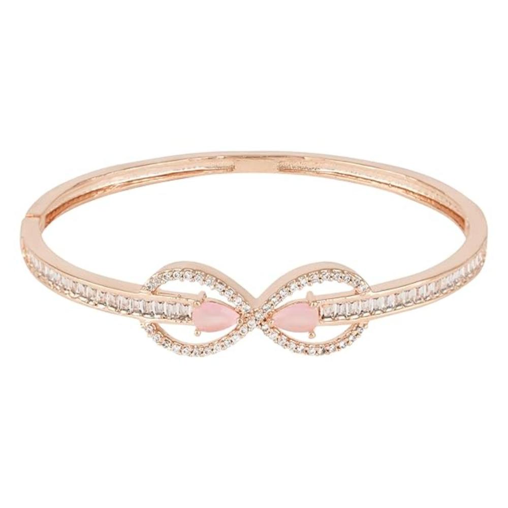Etnico Rose Gold Plated Cubic Zirconia American Diamond Adjustable Bracelet For Women