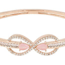 Etnico Rose Gold Plated Cubic Zirconia American Diamond Adjustable Bracelet For Women