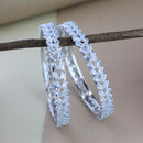 Etnico Silver Plated Thick Brass Bangles Encased With CZ American Diamonds For Women/Girls (ADB457S) (Set of 2)