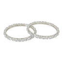 Etnico Silver Plated Thick Brass Bangles Encased With CZ American Diamonds For Women/Girls (ADB459S) (Set of 2)