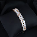 Etnico Stylish Rose Gold Plated Cubic Zirconia American Diamond Adjustable Bracelet For Women & Girls