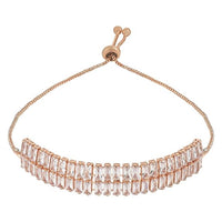 Etnico Stylish Rose Gold Plated Cubic Zirconia American Diamond Adjustable Bracelet For Women & Girls