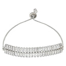 Etnico Stylish Silver Plated Cubic Zirconia American Diamond Adjustable Bracelet For Women & Girls
