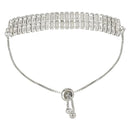 Etnico Stylish Silver Plated Cubic Zirconia American Diamond Adjustable Bracelet For Women & Girls