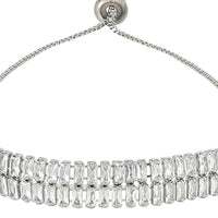 Etnico Stylish Silver Plated Cubic Zirconia American Diamond Adjustable Bracelet For Women & Girls