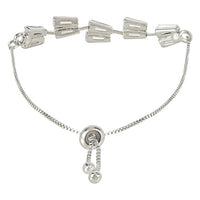 Etnico Stylish Silver Plated Cubic Zirconia American Diamond Adjustable Bracelet For Women & Girls