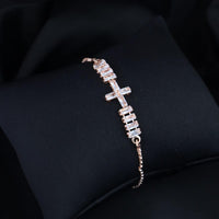 Etnico Stylish Rose Gold Plated Cubic Zirconia American Diamond Adjustable Bracelet For Women
