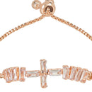 Etnico Stylish Rose Gold Plated Cubic Zirconia American Diamond Adjustable Bracelet For Women