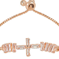 Etnico Stylish Rose Gold Plated Cubic Zirconia American Diamond Adjustable Bracelet For Women