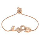 Etnico Stylish Rose Gold Plated Cubic Zirconia American Diamond Adjustable Bracelet For Women