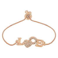 Etnico Stylish Rose Gold Plated Cubic Zirconia American Diamond Adjustable Bracelet For Women