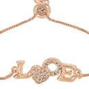 Etnico Stylish Rose Gold Plated Cubic Zirconia American Diamond Adjustable Bracelet For Women