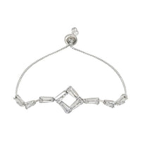 Etnico Stylish Silver Plated Cubic Zirconia American Diamond Adjustable Bracelet For Women