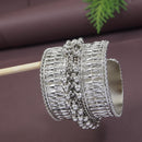 Etnico Navratri Ethnic Silver Oxidised Adjustable Afghani Ghungroo Cuff Kada Bracelet For Women (Style 2)