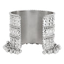Etnico Navratri Ethnic Silver Oxidised Afghani Ghungroo Adjustable Cuff Kada Bracelet For Women (ADB516OX)
