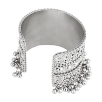 Etnico Navratri Ethnic Silver Oxidised Afghani Ghungroo Adjustable Cuff Kada Bracelet For Women (ADB516OX)