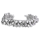 Etnico Navratri Ethnic Silver Oxidised Afghani Boho Cowrie Shell Adjustable Cuff Kada Bracelet For Women