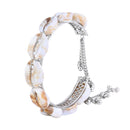 Etnico Silver Oxidised Afghani Boho Cowrie Shell Adjustable Cuff Kada Bracelet For Women