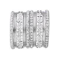 Etnico Navratri Ethnic Stylish Latest Fashion Silver Plated Stone Work Bangles Set For Women (ADB527S)
