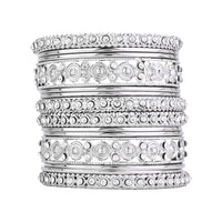 Etnico Navratri Ethnic Stylish Latest Fashion Silver Plated Stone Work Bangles Set For Women (ADB527S)