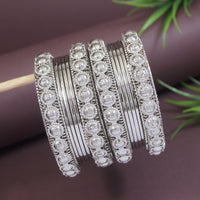 Etnico Ethnic Stylish Latest Fashion Silver Plated Stone Work Bangles Set For Women (ADB529)