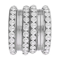 Etnico Ethnic Stylish Latest Fashion Silver Plated Stone Work Bangles Set For Women (ADB529)